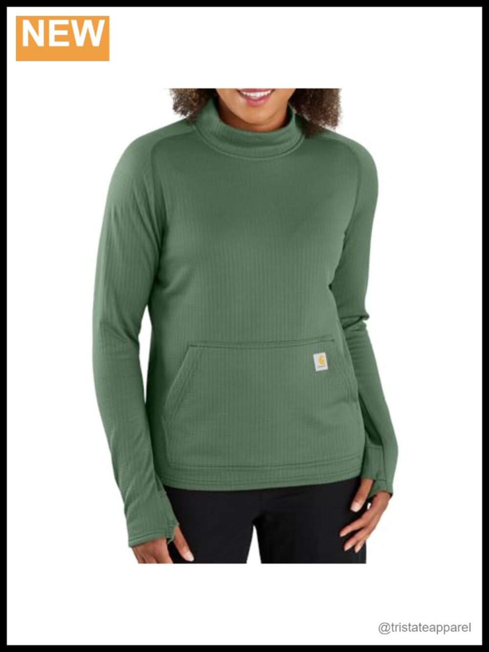 Relaxed Fit Long-Sleeve Pullover Grid Fleece Mock-Neck